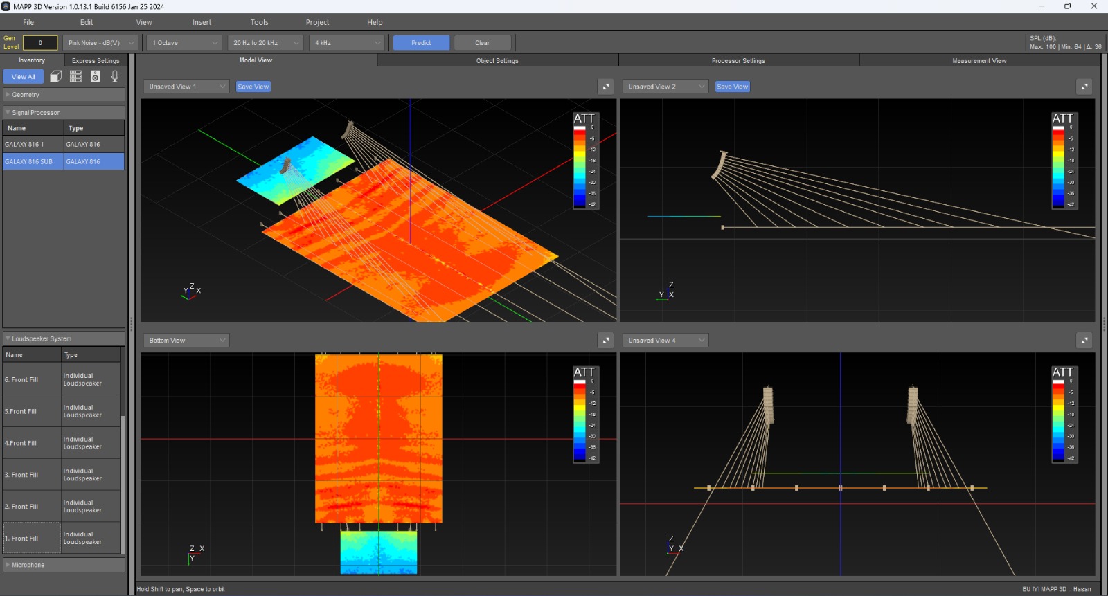 MAPP 3D konser alanı ses kapsama modeli
